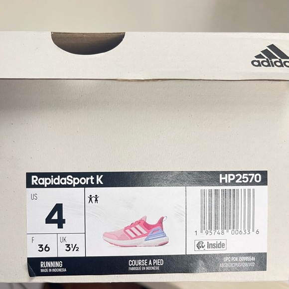 Adidas New Kid Pink Rapida Sport Sneakers Size 4 - Picture 8 of 9